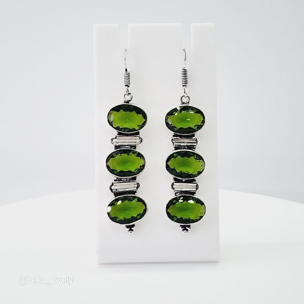 Peridot Handmade Drop Dangle Earrings Jewelry 2.65"